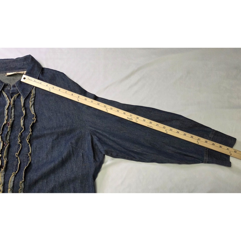 Newport News Jeanology Vtg Ruffle Frnt Top 24w Western Prairie Cowgirl y2k Boho - Picture 5 of 7